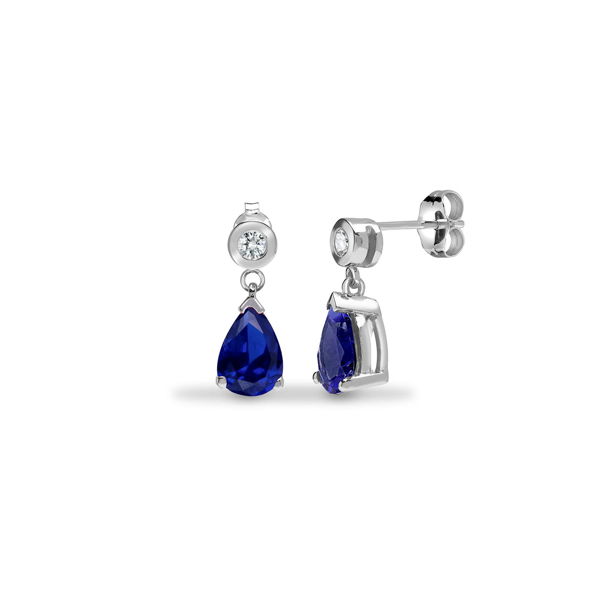 9ct White Dia-8pts Saph-1.80ct Drop Earrings – Imperial Time
