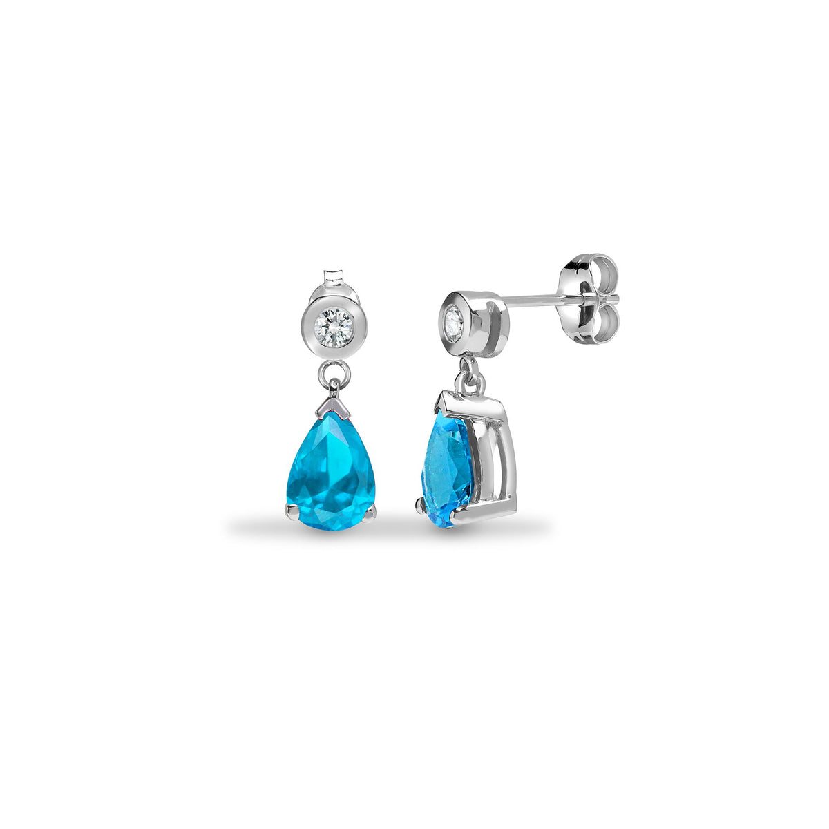 9ct White Dia-8pts Aqua-1.10ct Drop Earrings – Imperial Time