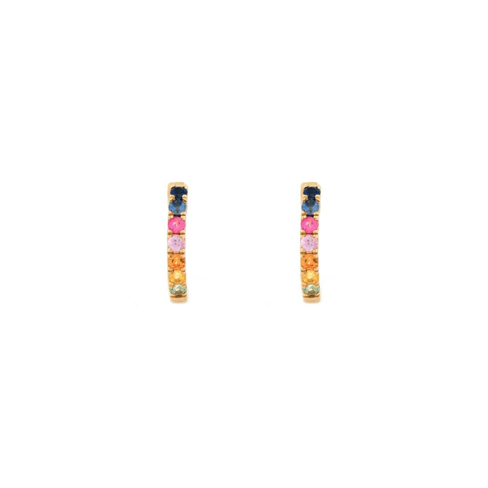 9 Karat Gelbgold 0,34 Karat Regenbogen-Saphir 12mm Creolen