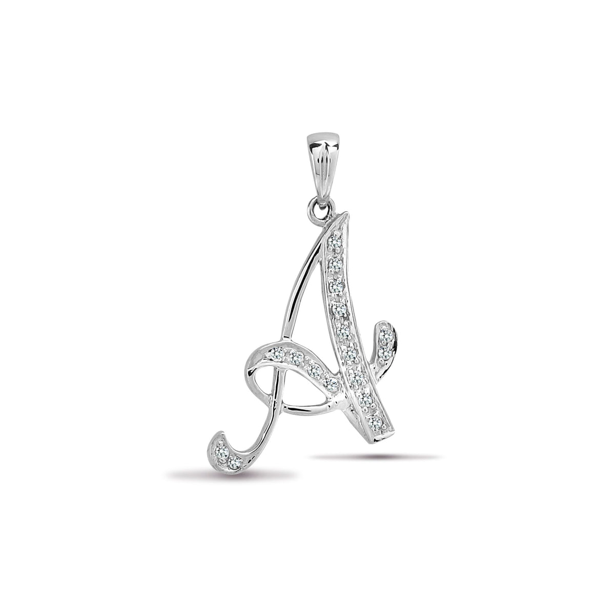9ct White Gold Natural Diamond Set Initial Pendant -Initial A – Imperial Time