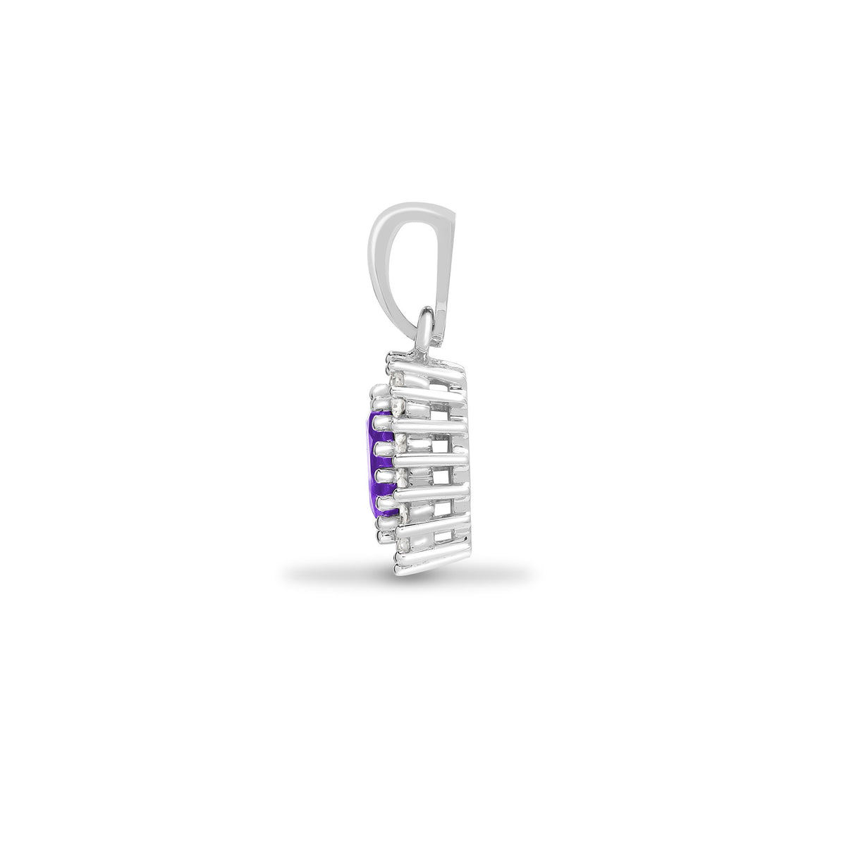 9ct White Gold Natural Diamond And Amethyst Pendant (9P064) – product view