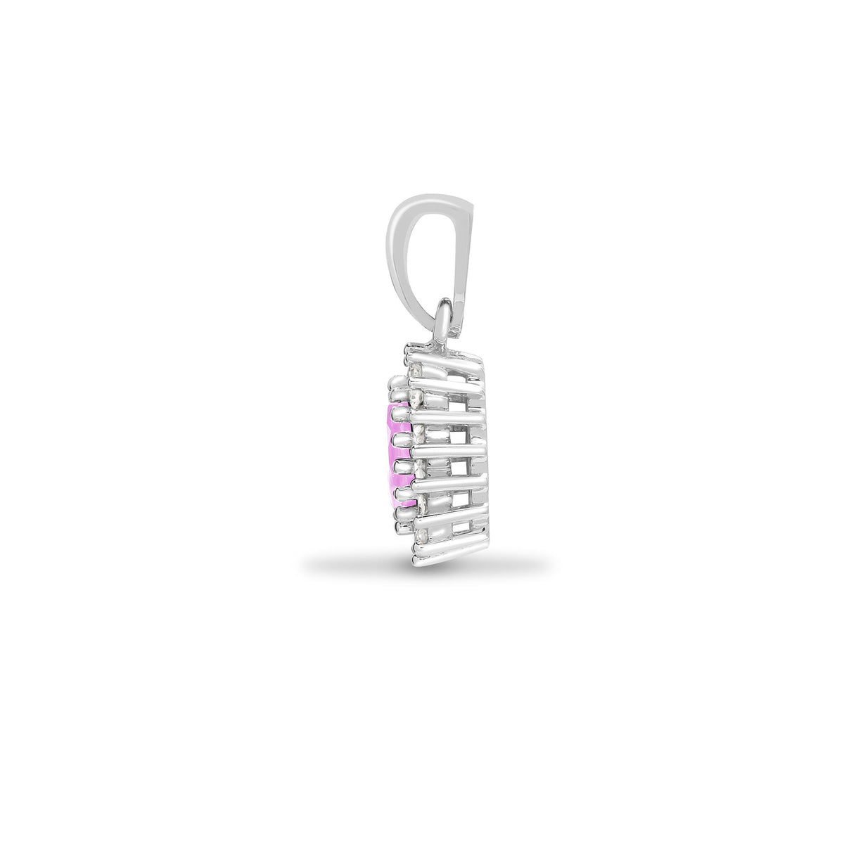 9ct White Gold Natural Diamond And Pink Sapphire Pendant (9P066) – product view