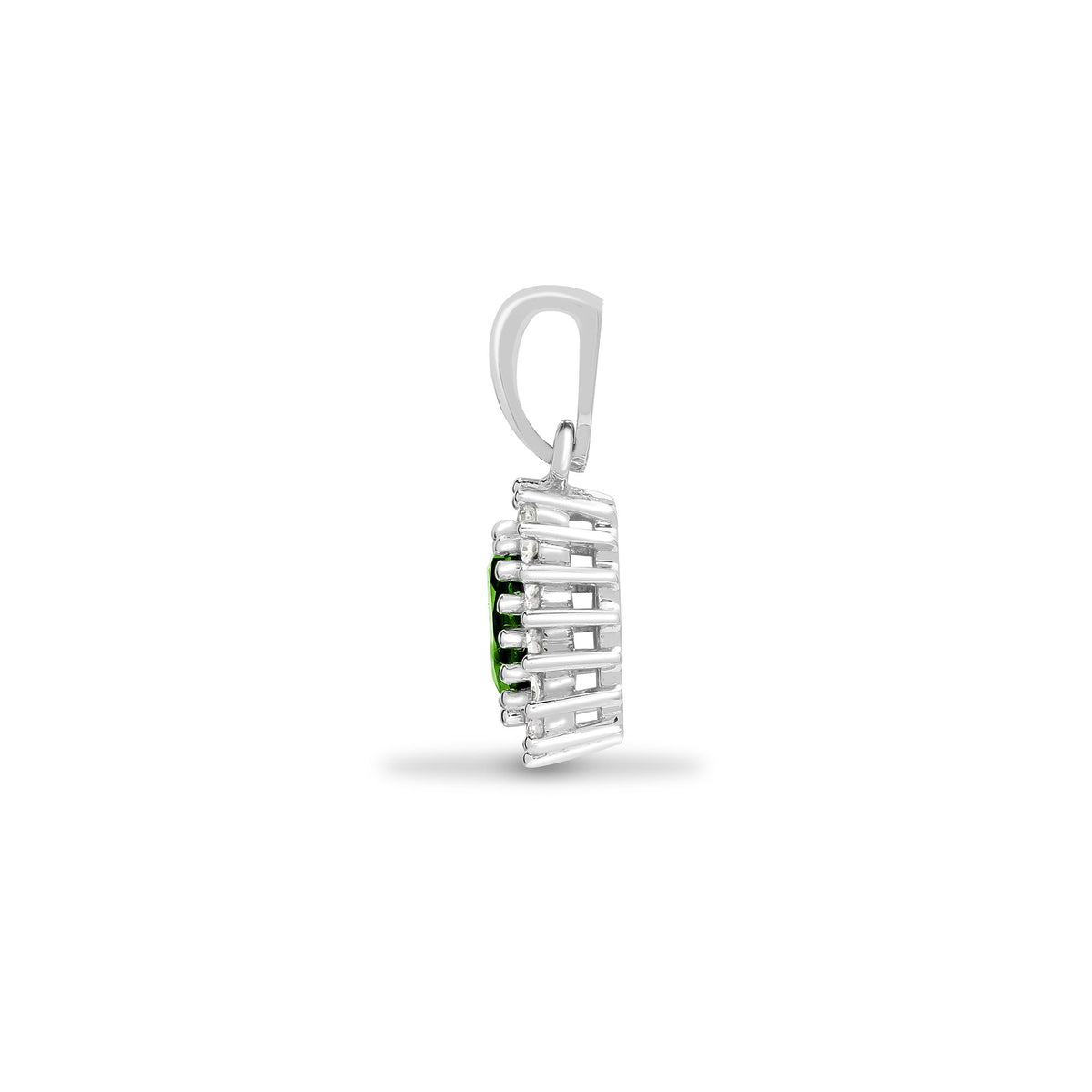 9ct White Gold Natural Diamond And Emerald Pendant (9P068) – product view