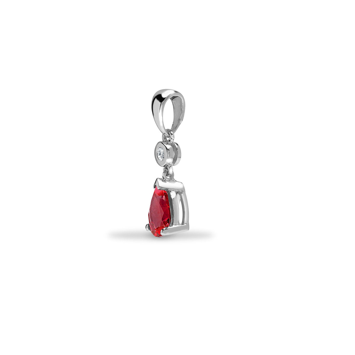 9ct White Dia-4pts Ruby-66pts Drop Pendant – additional view 5
