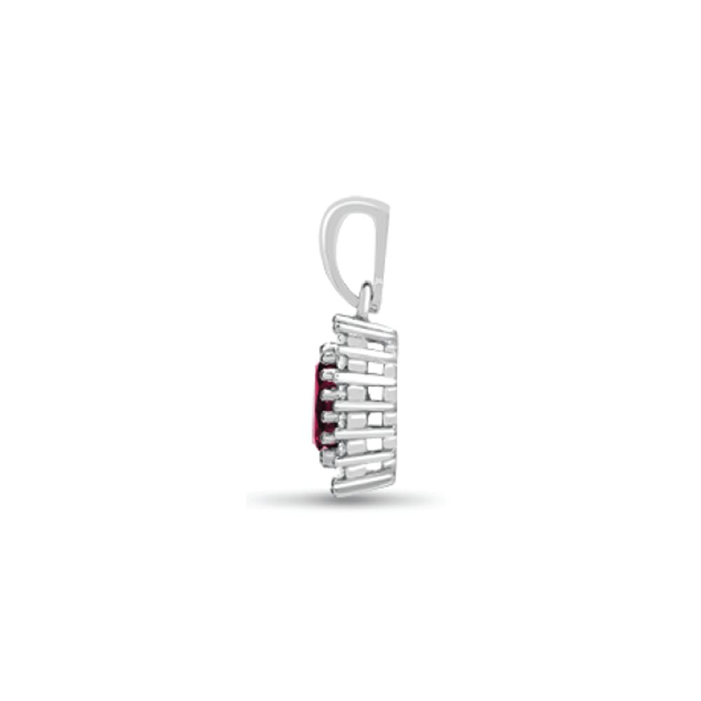 9ct White Gold Natural Diamond And Ruby Pendant (9P162) – product view