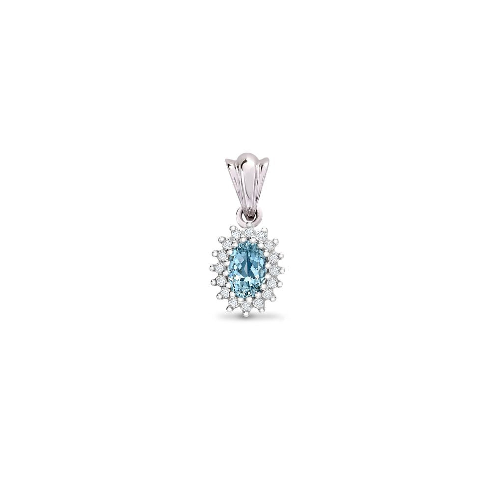 9ct White Gold Natural Diamond And Blue Topaz Pendant – Imperial Time