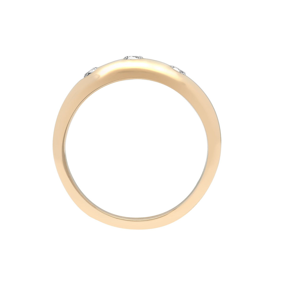 9ct Yellow Gold Natural Diamond 3 Stone Trilogy Ring – side view