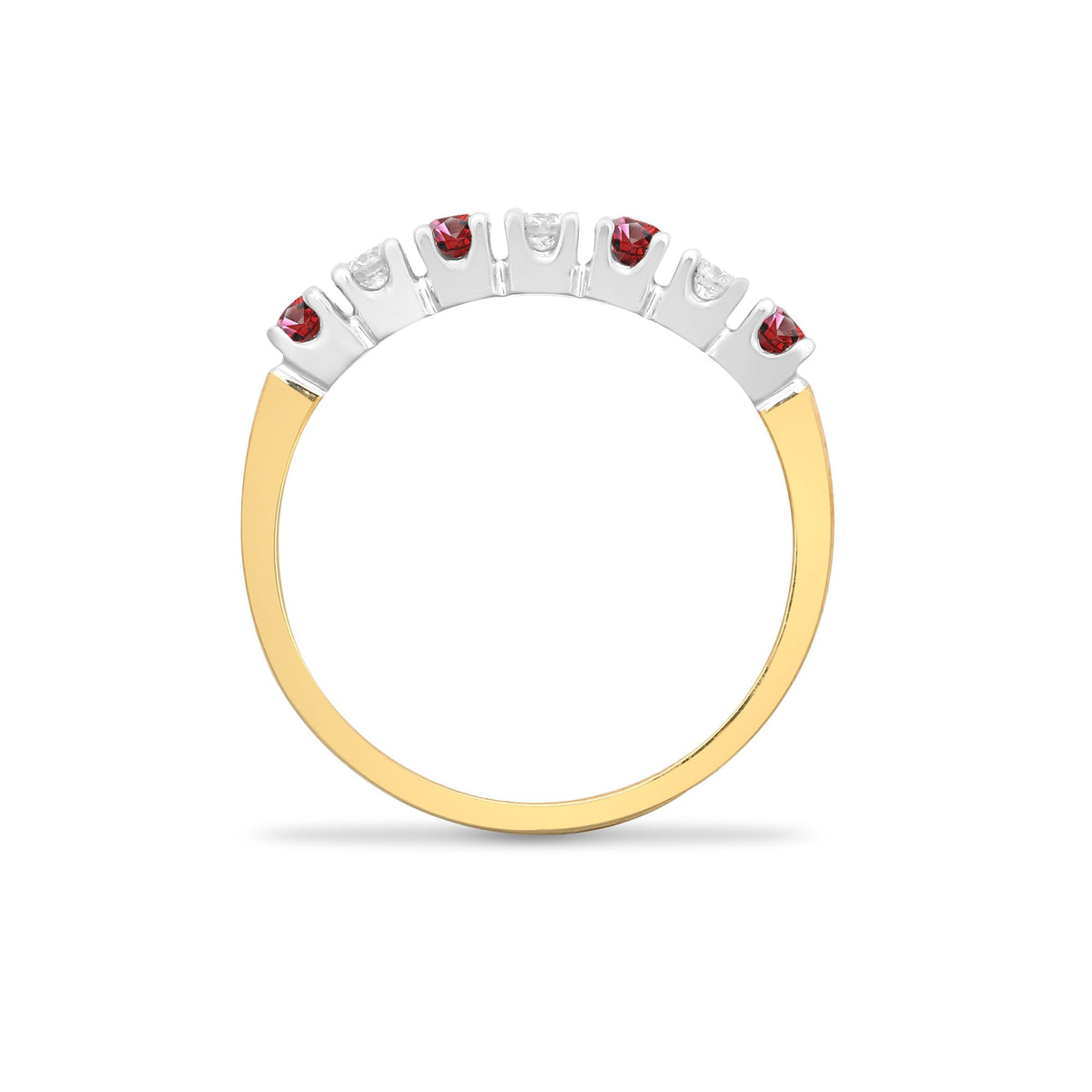9ct Yellow Gold Natural Diamond 15pts & Ruby 20pts Half Eternity Ring (9R021) – product view
