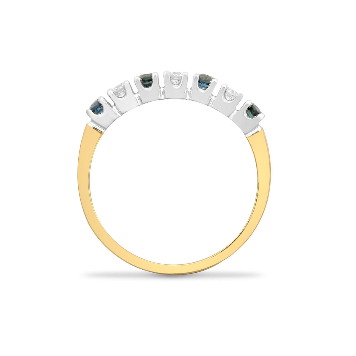 9ct Yellow Gold Natural Diamond 15pts & Sapphire 20pts Half Eternity Ring (9R022) – product view