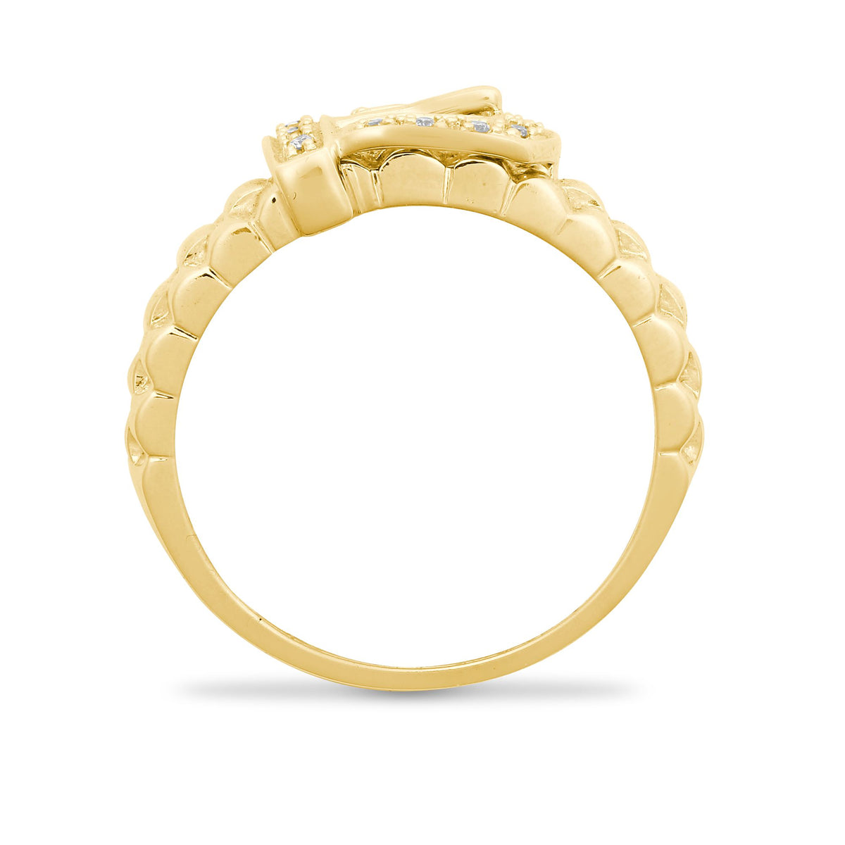 9ct Yellow Gold Natural Diamond Buckle Ring (9R090) – product view
