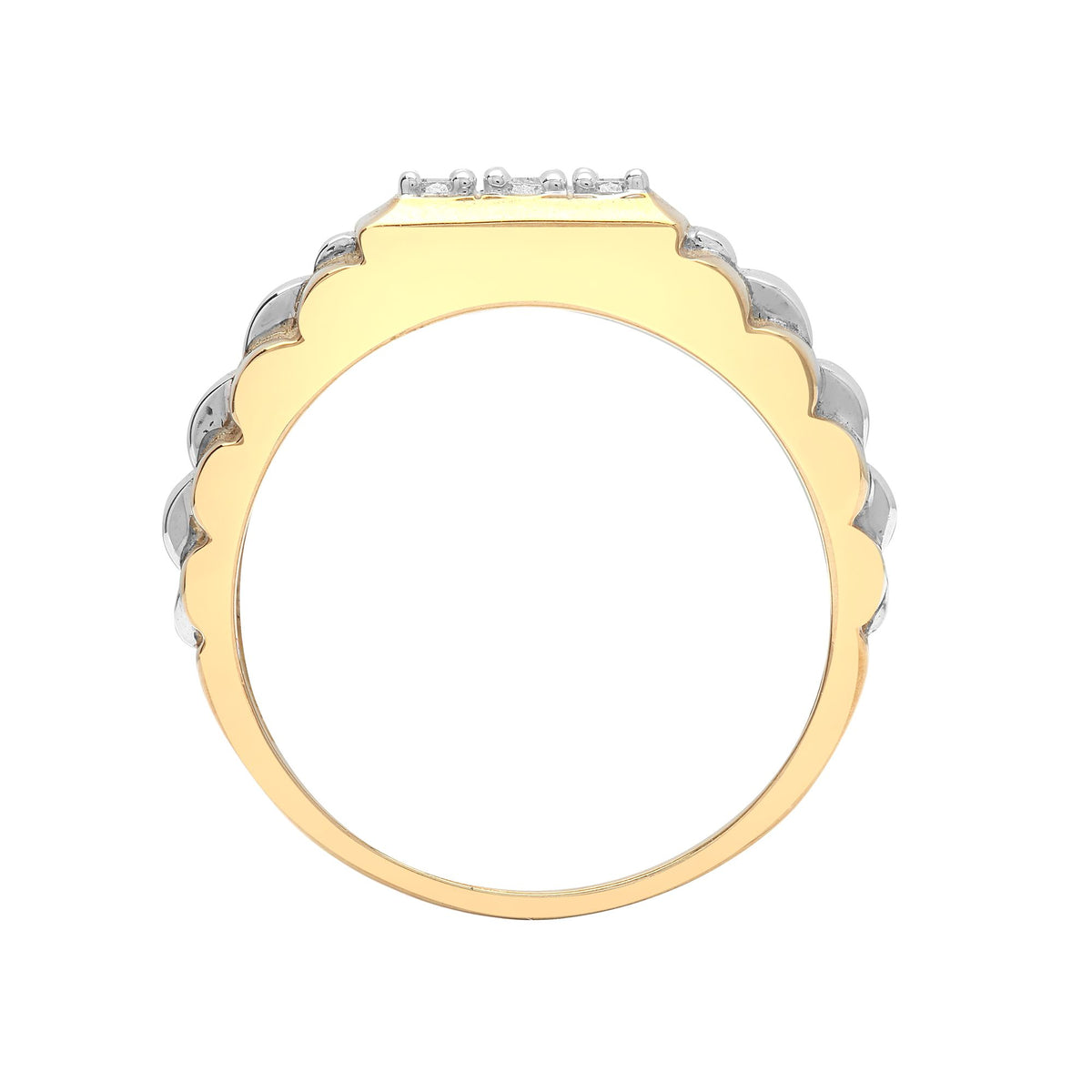 9ct White And Yellow Gold Gents Natural Diamond Ring (9R096) – product view