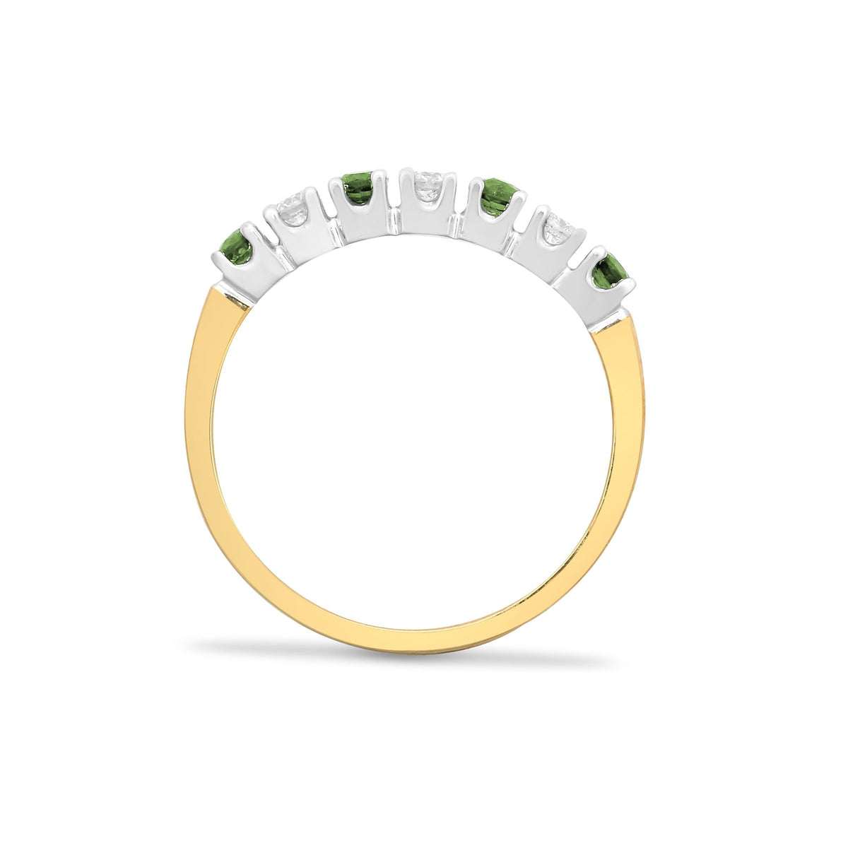 9ct Yellow Gold Natural Diamond 15pts & Emerald 20pts Half ET Ring (9R227) – product view