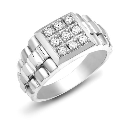 9ct White Gold Natural Diamond Ring – Imperial Time