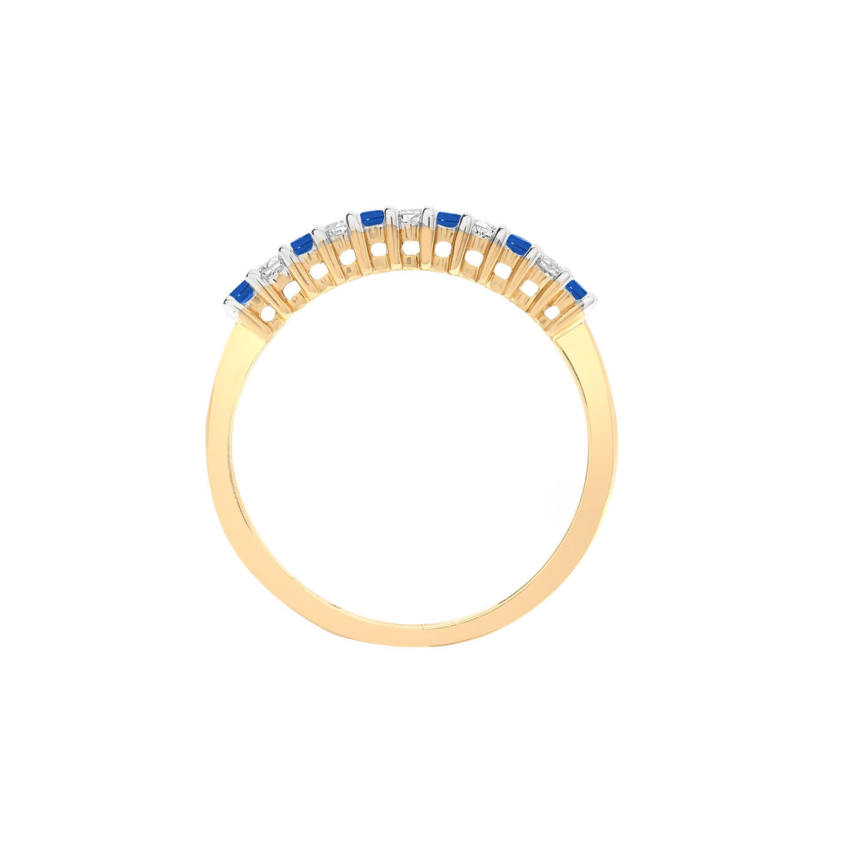 9ct Yellow Gold Natural Diamond 10pts & Sapphire 15pts Half Eternity Ring (9R387) – product view