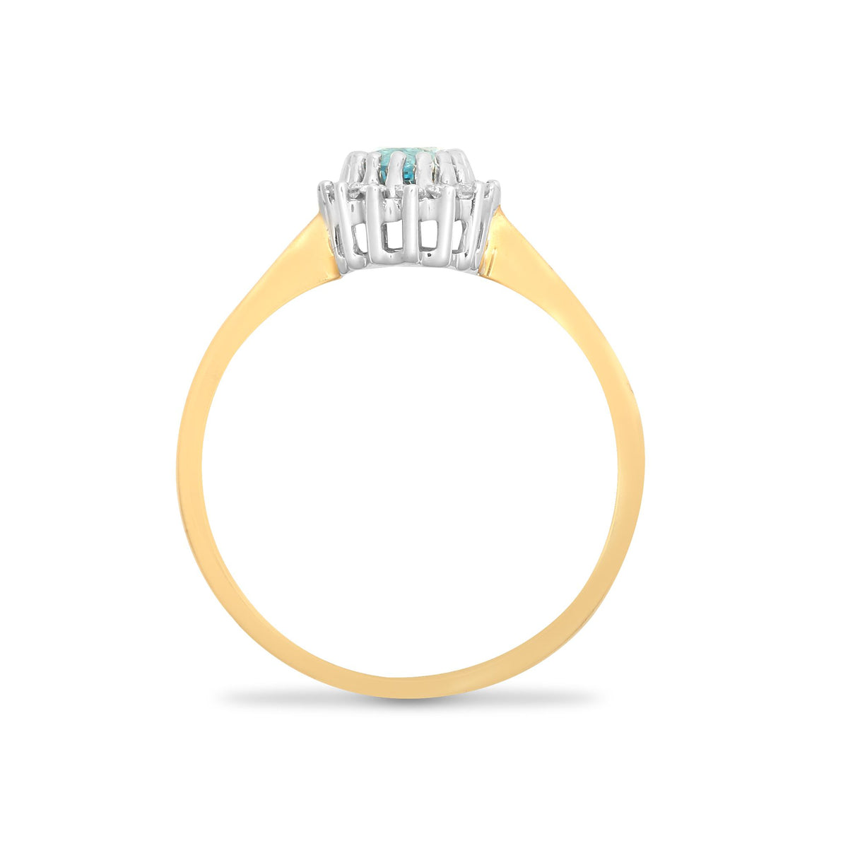 9ct Yellow Gold Natural Diamond 12pts & Blue Topaz 57pts Ring (9R400) – product view