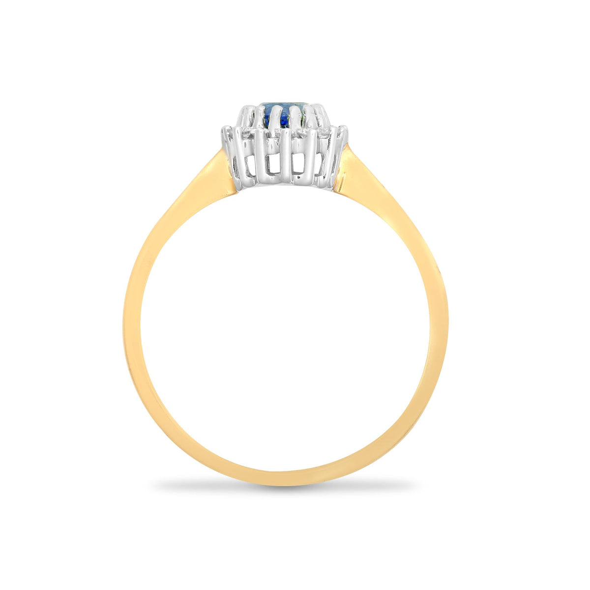 9ct Yellow Gold Natural Diamond 12pts & Sapphire 56pts Ring (9R401) – product view