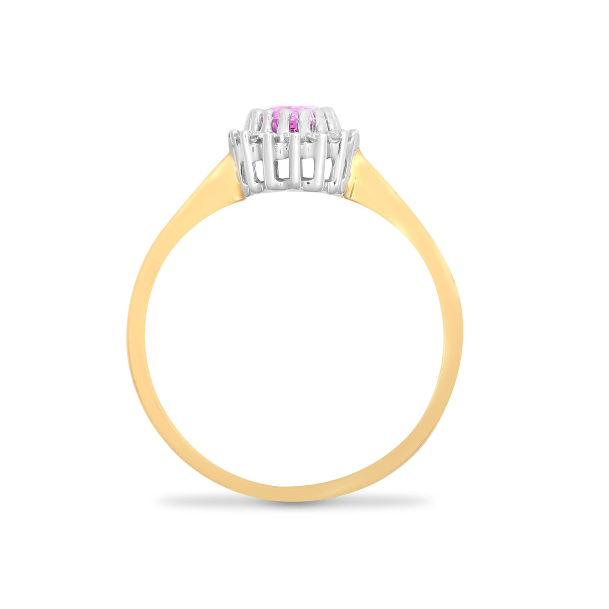 9ct Yellow Gold Natural Diamond 12pts & Pink Sapphire 68pts Ring (9R404) – product view