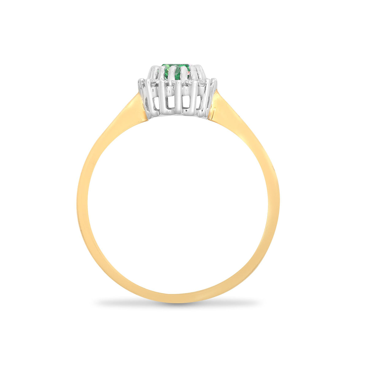 9ct Yellow Gold Natural Diamond 12pts & Emerald 52pts Ring (9R406) – product view