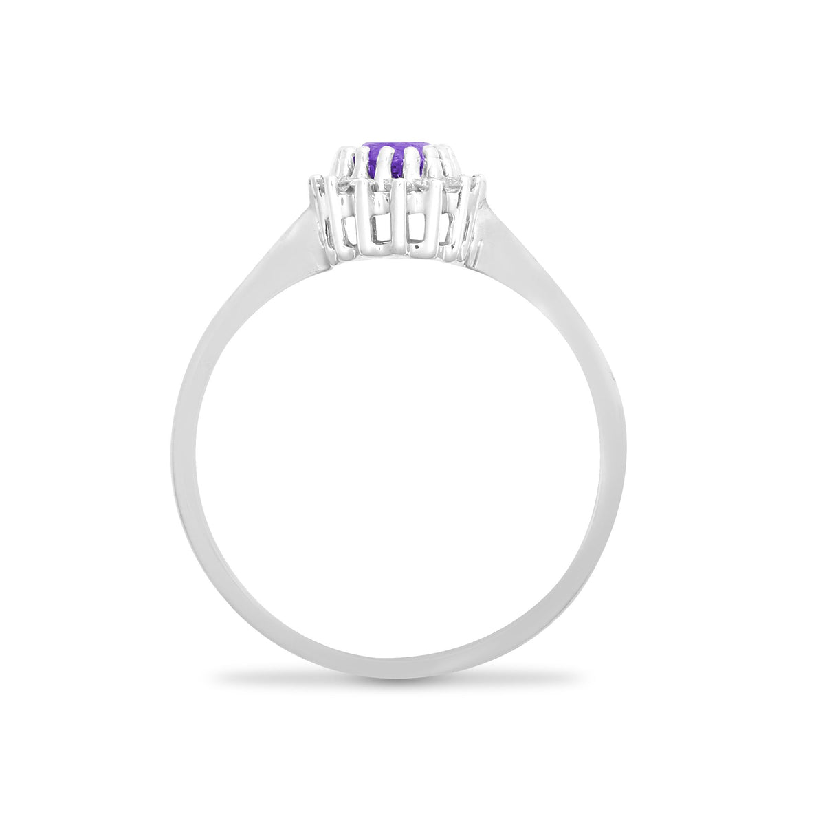 9ct White Gold Natural Diamond 12pts & Amethyst 44pts Ring (9R412) – product view