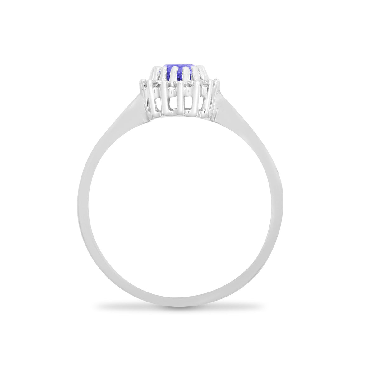 9ct White Gold Natural Diamond 12pts & Tanzanite 55pts Ring (9R413) – product view