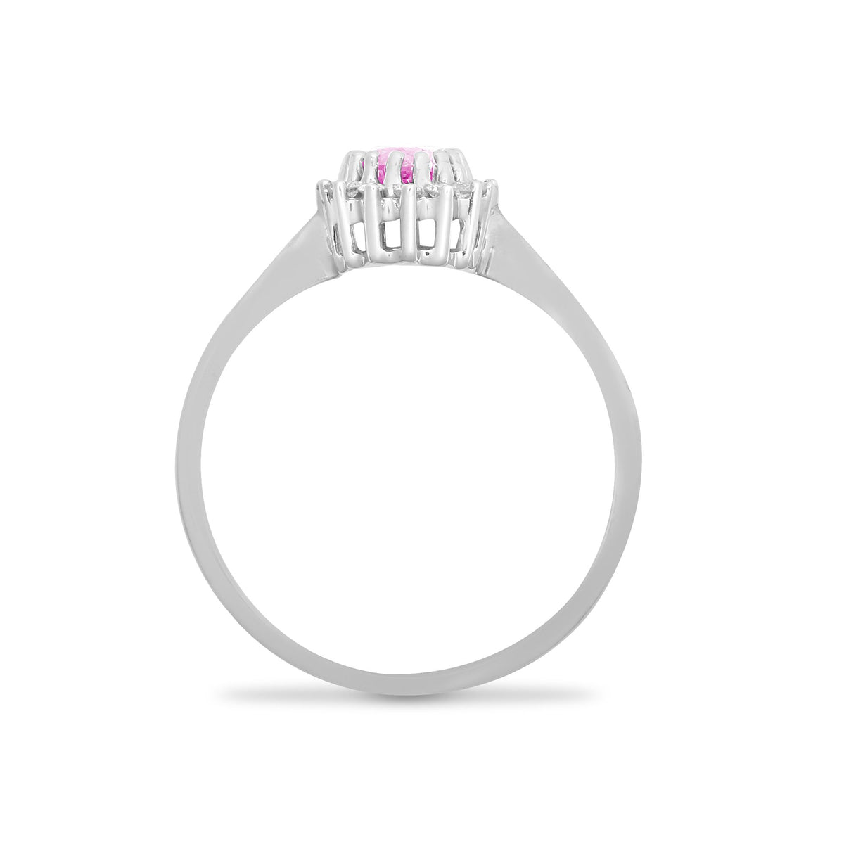 9ct White Gold Natural Diamond 12pts & Pink Sapphire 68pts Ring (9R414) – product view