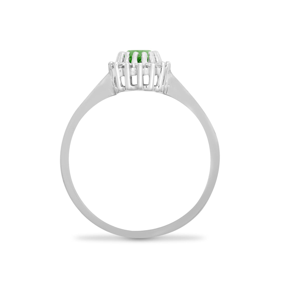 9ct White Gold Natural Diamond 12pts & Emerald 52pts Ring (9R416) – product view