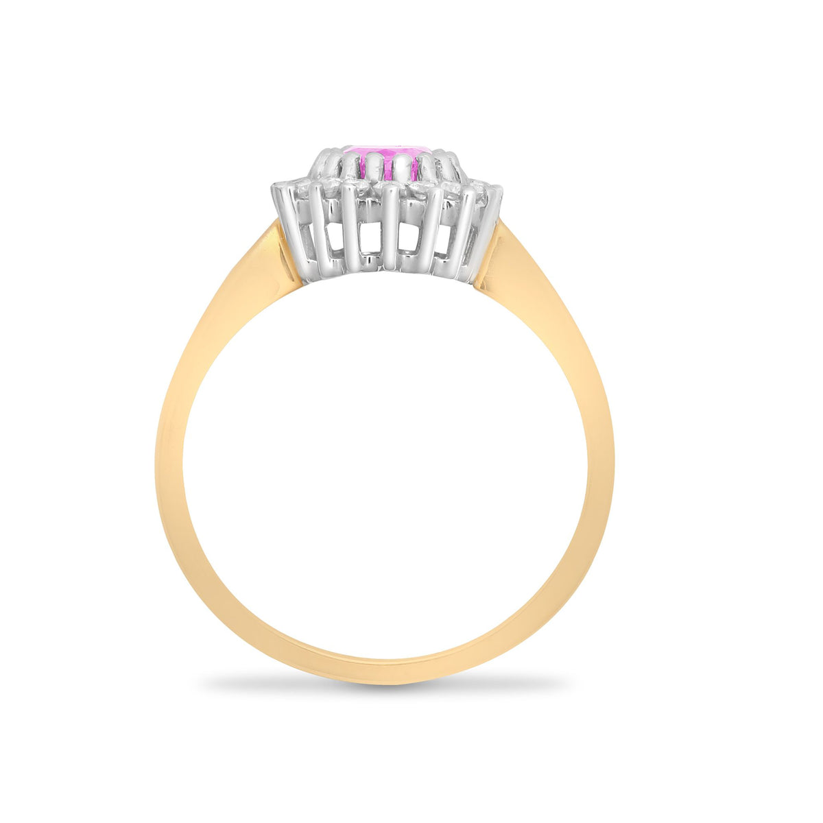 9ct Yellow Gold Natural Diamond 23pts & Pink Sapphire 1.06ct Ring (9R424) – product view