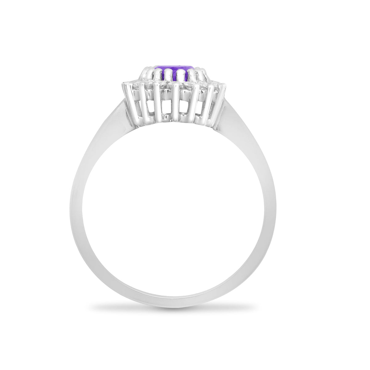 9ct White Gold Natural Diamond 23pts & Amethyst 70pts Ring (9R432) – product view