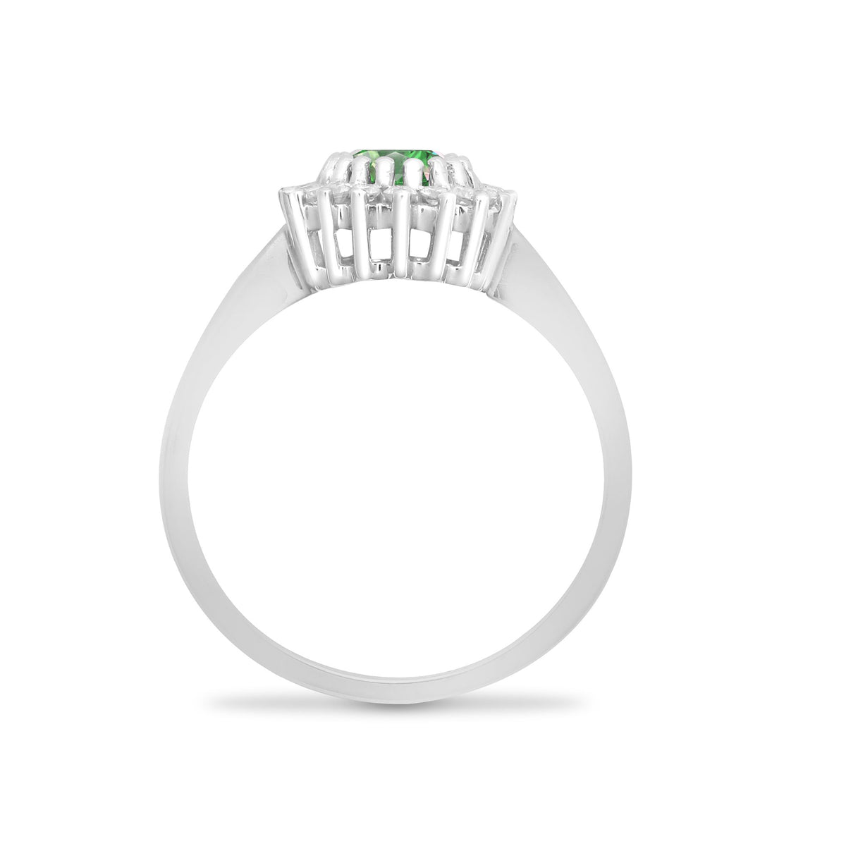 9ct White Gold Natural Diamond 23pts & Emerald 78pts Ring (9R436) – product view