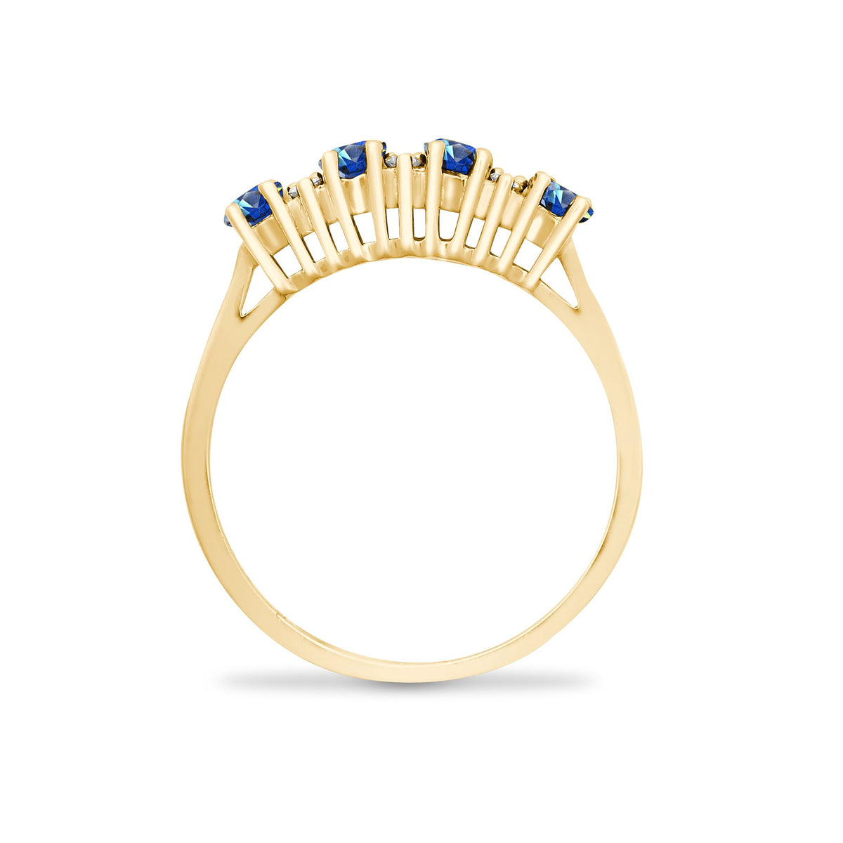 9ct Yellow Gold Natural Diamond 12pts & Sapphire 1.05ct Ring (9R530) – product view