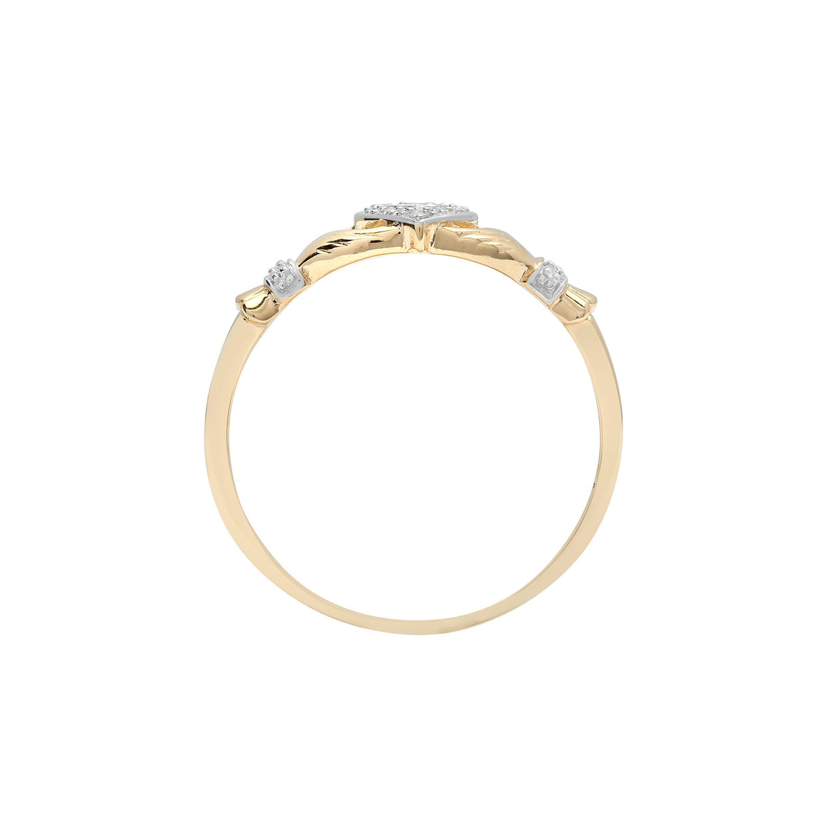 9ct Yellow Gold Natural Diamond Claddagh Ring (9R540) – product view