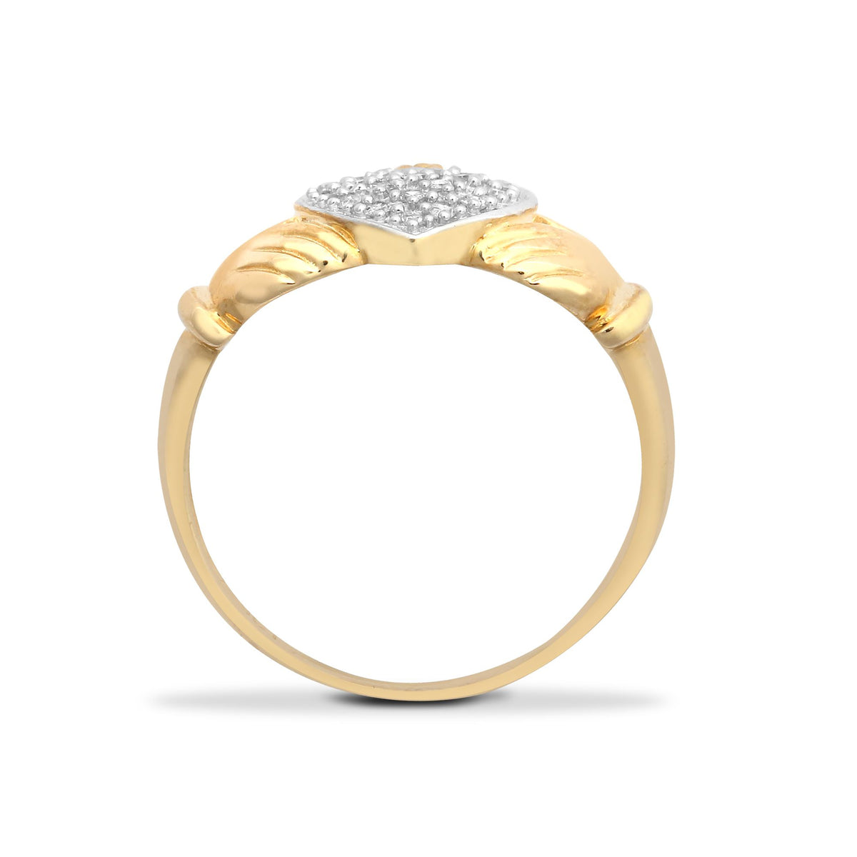 9ct Yellow Gold Natural Diamond Claddagh Ring (9R541) – product view