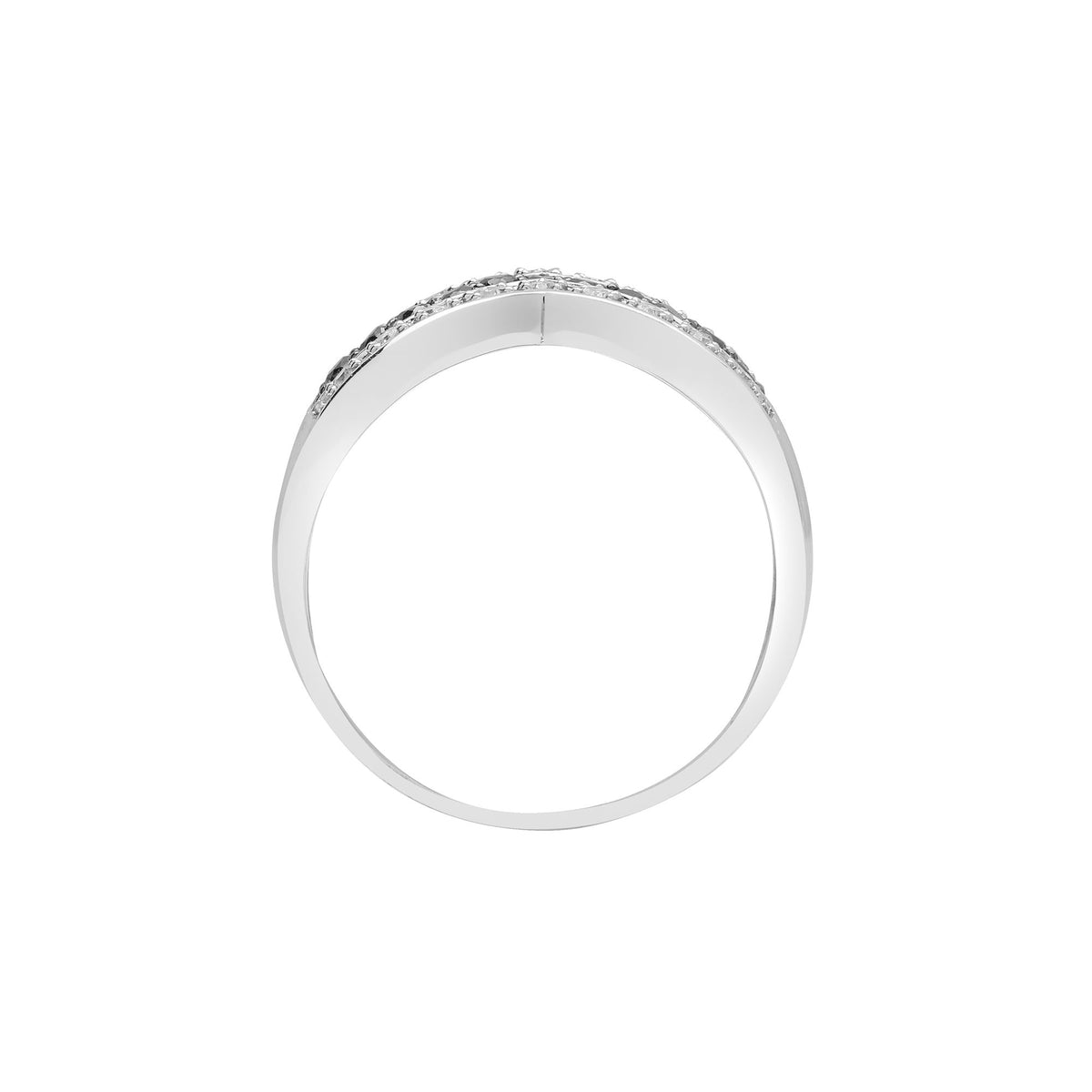 9ct White Gold Natural Diamond And Black Natural Diamond Ring (9R550) – product view