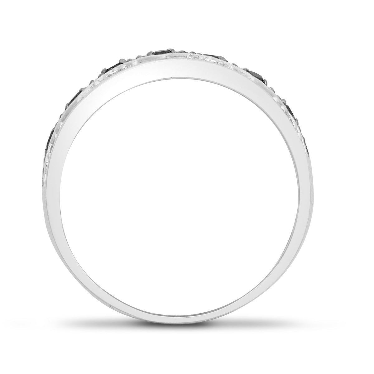 9ct White Gold Natural Diamond And Black Natural Diamond Ring (9R552) – product view