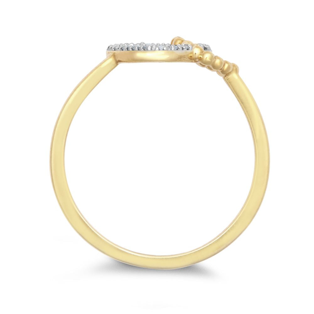 9ct Yellow Gold 0.05cts Natural Diamond Double Heart Ring (9R646) – product view