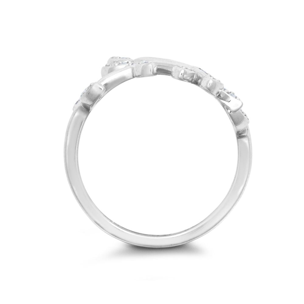 9ct White Gold 0.25cts Natural Diamond Leaf Ring (9R649) – product view
