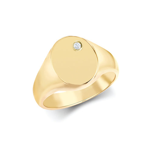 9ct Yellow Gold 0.06cts Diamonds Flush-set Oval Signet Ring – Imperial Time