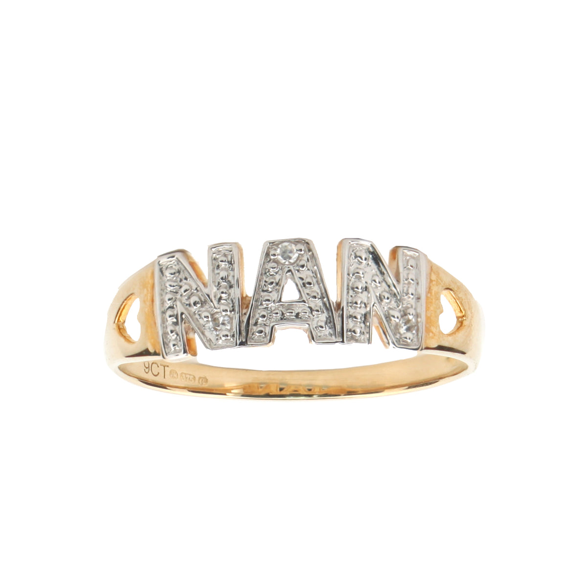 9ct Yellow Gold 0.02ct Natural Diamond NAN Ring – Imperial Time