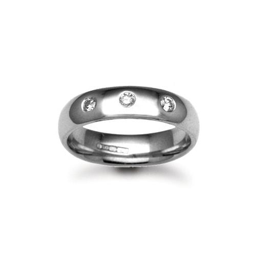 9ct Gold White Natural Diamond Rubover set Wedding Ring – Imperial Time