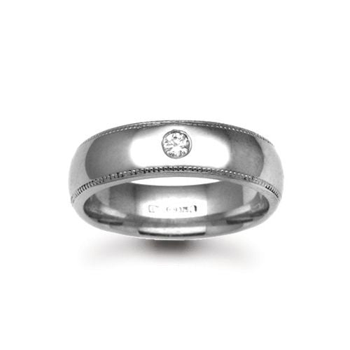 9ct Gold White Natural Diamond Rubover set Wedding Ring – Imperial Time