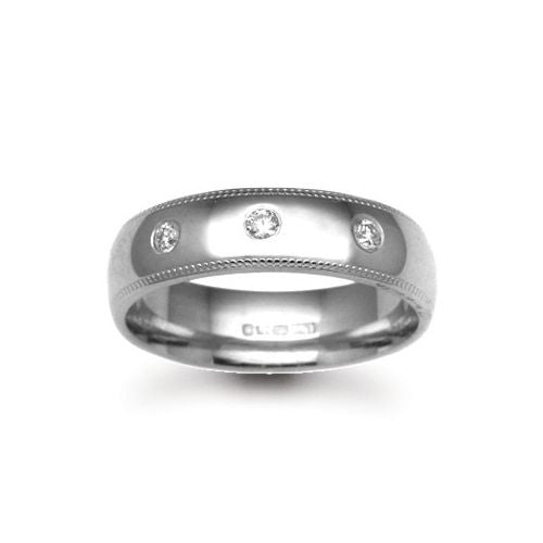 9ct Gold White Natural Diamond Rubover set Wedding Ring – Imperial Time