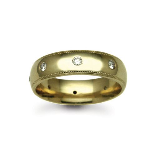 9ct Gold Yellow Natural Diamond Rubover set Wedding Ring – Imperial Time