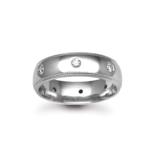 9ct Gold White Natural Diamond Rubover set Wedding Ring – Imperial Time