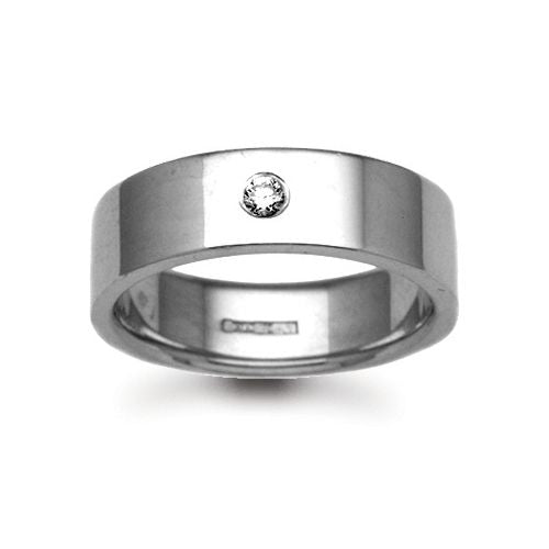 9ct Gold White Natural Diamond Rubover set Wedding Ring – Imperial Time