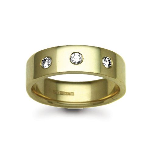9ct Gold Yellow Natural Diamond Rubover set Wedding Ring – Imperial Time