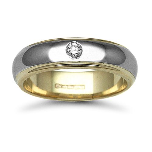 9ct Gold 2 Colour Natural Diamond Rubover set Wedding Ring – Imperial Time