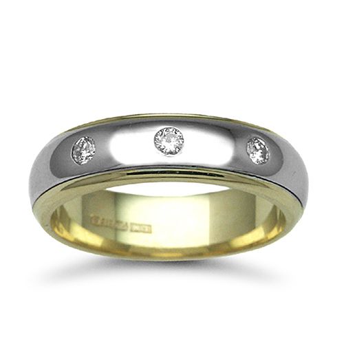 9ct Gold 2 Colour Natural Diamond Rubover set Wedding Ring – Imperial Time