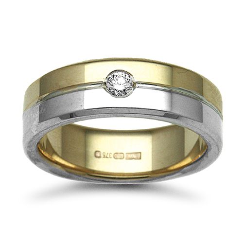 9ct Gold 2 Colour Natural Diamond Rubover set Wedding Ring – Imperial Time