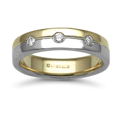 9ct Gold 2 Colour Natural Diamond Rubover set Wedding Ring – Imperial Time
