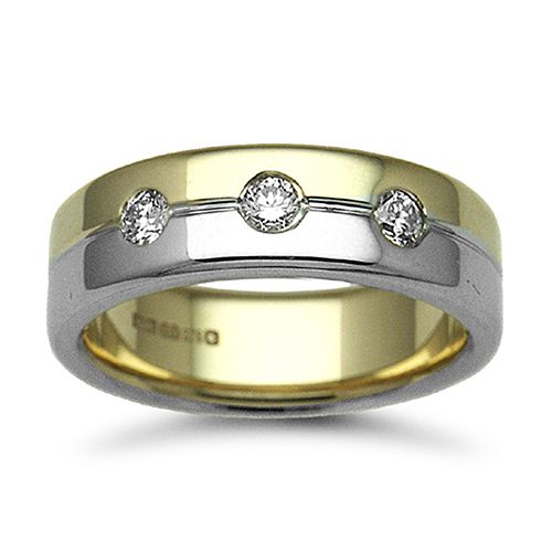 9ct Gold 2 Colour Natural Diamond Rubover set Wedding Ring – Imperial Time